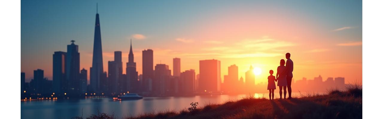 Australian skyline at sunrise, symbolizing growth and protection