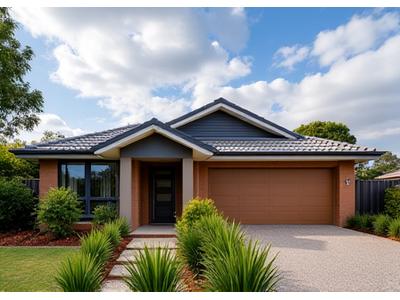Australian home with robust storm shutters and a well-maintained, drought-tolerant garden