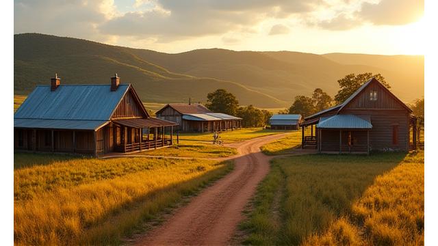 Historic Australian farm complex, restored to maintain its agricultural heritage and original structures
