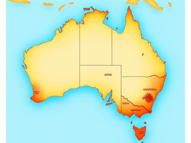 Illustrated map of Australia highlighting regions with specific climate risks like bushfires, floods, and cyclones.