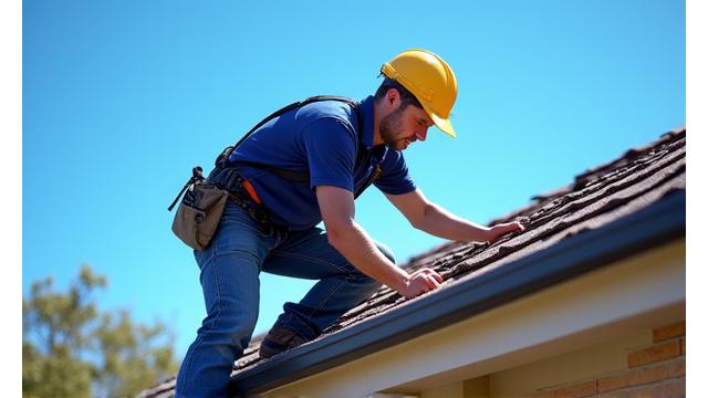 Image showing professional roof repair after storm damage, emphasizing efficient restoration.