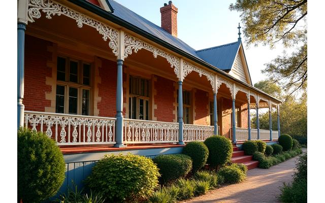 A beautifully restored historic Australian homestead with intricate architectural details, symbolizing the preservation of local heritage.