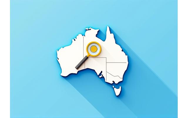 Cover of an 'Australian Insurance Guide' PDF with a map of Australia and a magnifying glass