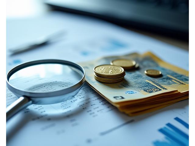 Illustration of a tax document with a magnifying glass and Australian currency, representing tax efficiency.