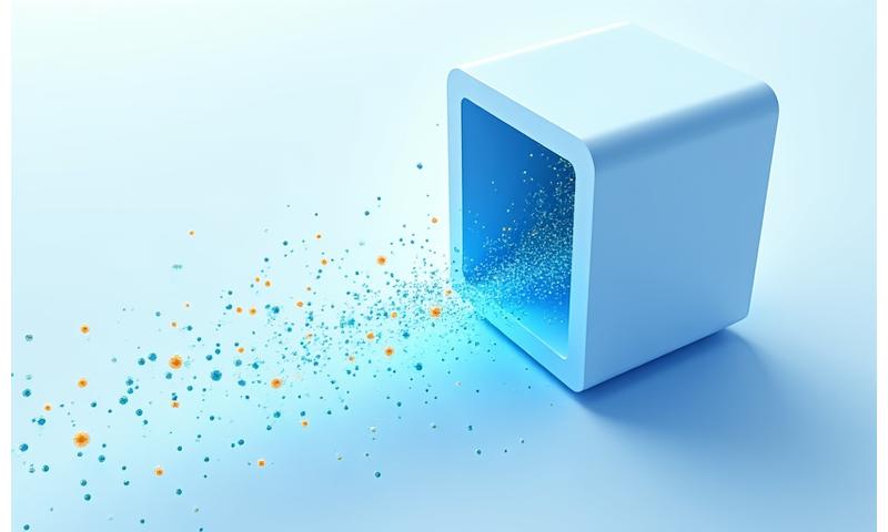 Abstract visualization of data flowing securely into a central, protected server.