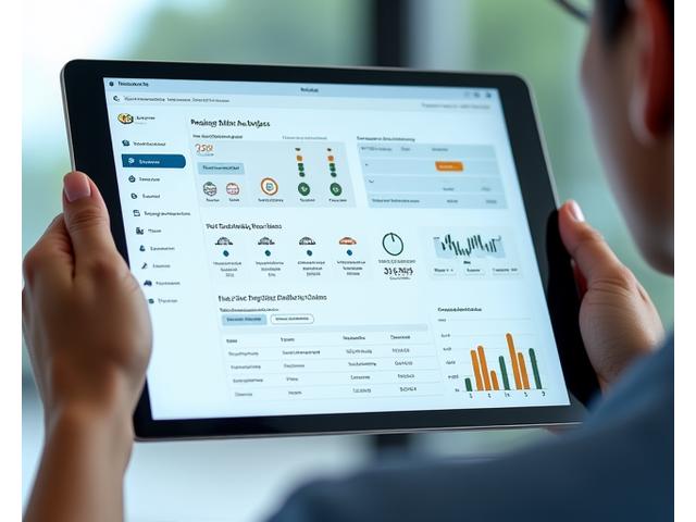 A modern digital dashboard displaying property portfolio analytics, policy statuses, and claims information on a tablet.
