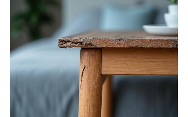 Damaged furniture in a rental property, showing a broken chair, representing malicious damage protection.