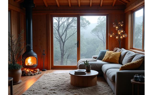 Rustic cabin in the Blue Mountains, warm and inviting, representing a mountain host's success story.