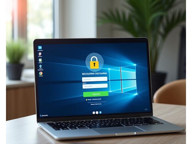 A laptop displaying a secure login screen, emphasizing digital security and user privacy.